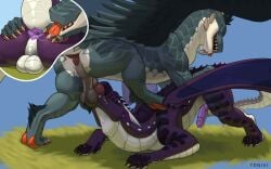anal anus ass backsack ball_tuft balls bodily_fluids claws dragon duo equinox_(equinoxie) feathered_wings feathers fellatio feral feral_on_feral feral_penetrated feral_penetrating feral_penetrating_feral forked_tongue genital_fluids genitals grey_body grey_scales hi_res long_neck male male/male male_penetrated male_penetrating male_penetrating_male membrane_(anatomy) membranous_wings mythological_creature mythological_scalie mythology neck_bulge oral penetration penile penis precum purple_anus purple_body purple_penis purple_scales rimming saggy_balls scales scalie sex tail_anus tongue tuft wings yonivi