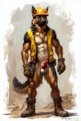 adam360 ai_generated balls canine cock erection furry german_shepherd k9 male penis solo_male