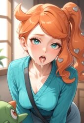 ai_generated cum goblin pokemon red_hair sonia_(pokemon)