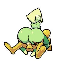 1boy 1girls animated animated anus ass ass_grab biting_lip bouncing_ass cartoon_network cowgirl_position cum cum_in_pussy cum_inside female gem_(species) green_skin longer_than_30_seconds loop lovetopullmicke male moaning peridot_(steven_universe) plap_(sound) sex sound sound_edit steven_universe stockings tagme tongue_out video