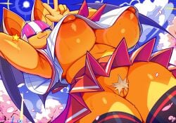 1girls armpits bat bat_wings big_breasts big_nipples breasts cherry_blossoms erect_nipples female green_eyes huge_breasts huge_nipples krokobyaka large_breasts low-angle_view navel pubic_hair pussy rouge_the_bat sailor_uniform school_uniform skirt smile smiling_at_viewer sonic_(series) sonic_the_hedgehog_(series) sweat thick thick_thighs thighhighs underboob voluptuous white_fur wide_hips yellow_body