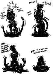 anthro comic dialogue dragon drone dronification furry goo_creature goo_transformation hair humanoid laboratory latex male male_only monochrome muscles muscular muscular_male null reptile slime solo solo_focus solo_male transformation trencalos