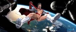 1boy 3d 3d_model big_chest boots daemoncollection erect erect_cock erect_dick erect_penis erection floating floating_in_space gloves in_space invincible male male_only moustache no_pants no_underwear nolan_grayson old_man omni-man open_legs pantless planet red_gloves ripping_clothing satellite solo solo_male space superhero superhero_costume tagme white_boots