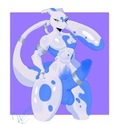 abs accessory anthro athletic athletic_male balls big_balls big_penis blue_balls blue_penis cock_ring emmet_twunks emmettwo erection generation_1_pokemon genitals glistening_abs hand_on_hip hi_res jewelry legendary_pokemon male mewtwo nintendo penis penis_accessory penis_jewelry pokemon pokemon_(species) smile smiling_at_viewer smug solo thick_thighs