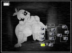 3d breasts camera_view five_nights_at_freddy's fnaf fnaf2_location fnaf_2 monochrome robot solo toy_chica_(fnaf)