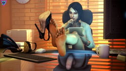 1futa 3d absurdres ass balls balls_under_clothes barefoot bottomless_skirt breasts capcom dead_rising erection_under_clothes erection_under_skirt feet futa_only futanari half-erect high_heels highres huge_penis intersex khornflakesfm large_balls large_breasts looking_at_viewer penis penis_out penis_under_clothes penis_under_skirt pov_feet rebecca_chang shoe_dangle skirt solo source_filmmaker testicles toes upskirt