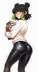 ai_generated ass humanization humanized leather leather_pants mei_(monkie_kid) monkie_kid
