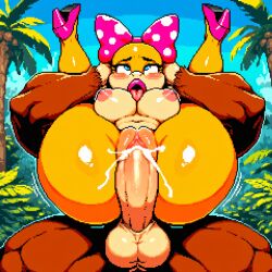 ahe_gao ahegao_face ai_assisted ai_generated cum cum_in_pussy donkey_kong donkey_kong_(series) jungle jungle_background kong koopa koopaling mario_(series) nintendo novelai out_of_frame pixel_art pixelated sex vaginal_penetration wendy_o._koopa