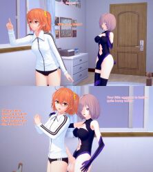 1futa 1girls 3d english_text fate/grand_order fate_(series) female fujimaru_ritsuka_(female) futanari huge_cock intersex koikatsu mash_kyrielight orange_hair penis pink_hair teasing text xavierhuge