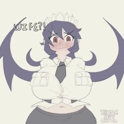 1girls alternate_breast_size animated big_breasts black_hair blush breasts bursting_breasts female female_only filia_(skullgirls) huge_breasts kromebutcool large_breasts long_hair midriff navel necktie prehensile_hair red_eyes samson_(skullgirls) skirt skullgirls solo tagme video