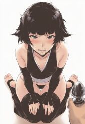 1boy 1girls ai_generated barefoot bleach buttplug feet leo_dawg pov soifon soles sui-feng thick_thighs toes wide_hips