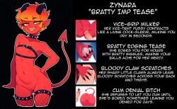 1girls 2d amber_eyes ass_focus ass_up balls character_sheet choker cock cock_grab demon demon_girl demon_horns dick dick_grab icon imp nails naked naked_female original original_character penetration petite precum precum_drip pussy red_skin shortstack simple_background small_breasts solo solo_female solo_focus stockings succubus succubus_horns succubus_tail tail tease teasing text tongue tongue_out ultimate_waifu_project