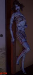 1girls 3d bandage bandaged_arm bandaged_leg bandages blue_skin dead_by_daylight feet female_focus female_only ghost horror looking_at_viewer pin_up renderswithwolves rin_yamaoka self_upload short_hair source_filmmaker the_spirit_(dead_by_daylight) undead underboob