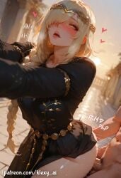 1boy 1girls ai_generated ass big_ass big_breasts blonde_female blonde_hair blush bracelet breasts doggy_style elden_ring female female_on_cloth fromsoftware golden_eyes huge_ass jewelry klexyai large_breasts laying light-skinned_female light_skin long_hair looking_at_viewer medium_breasts necklace open_mouth patreon patreon_username pelvic_curtain penis penis_in_pussy posing pussy queen_marika_the_eternal shiny_skin solo_female solo_focus thick_ass thick_thighs wide_hips
