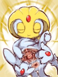 3:4 alternate_version_at_source anthro anus biped bodily_fluids cervix clitoral_hood clitoris closed_eyes closed_smile digital_drawing_(artwork) digital_media_(artwork) diru female forehead_gem front_view gem generation_4_pokemon genital_fluids genitals hi_res inner_labia leaking_pussy_juice leaking_vagina legendary_pokemon mouth_closed nintendo plantigrade pokemon pokemon_(species) prehensile_tail presenting presenting_vulva radial_speed_lines smile solo spread_legs spread_vulva spreading tail urethra uxie vaginal_canal vaginal_fluids vaginal_fluids_on_tail vulva white_body yellow_body