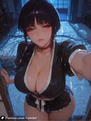 1girls ahe_gao ai_generated anus ass big_ass big_breast big_breasts bleach breasts closed_mouth female female_on_cloth female_only green_eyes huge_ass huge_breasts insertion kurotsuchi_nemu lewder light-skinned_female looking_at_viewer patreon penetration pink_nipple pov pussy rolling_eyes sex solo standing tongue tongue_out vaginal_insertion vaginal_penetration vaginal_sex watermark