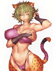 animal_ears big_breasts breasts cameltoe cleavage female female_only fumio_(rsqkr) large_breasts looking_at_viewer panties simple_background solo tagme tail