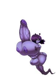 1futa 1girls alternate_version_available ass balls big_ass breasts breasts_bigger_than_head erect_penis floating floating_hands futanari ghost ghost_girl ghost_tail glans gloves huge_glans large_balls large_breasts large_penis masturbation naked neckwear no_arms no_legs ohdelight_(rt_director) penis_between_breasts ponytail pressing_breasts_together purple_areola purple_hair purple_nipples purple_skin self_paizuri solo_female solo_futa veiny_penis whore_eyes
