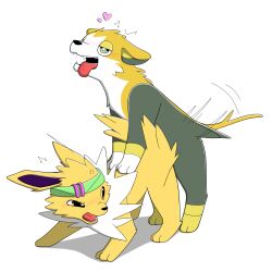 1:1 boltund duo eeveelution female feral generation_1_pokemon generation_8_pokemon hi_res jolteon karitom male male/female nintendo pokemon pokemon_(species) tagme