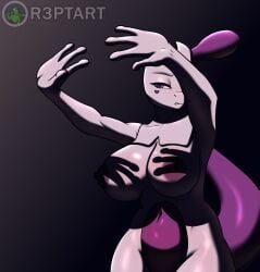 absurd_res anthro big_breasts breasts female generation_1_pokemon hands_casting_shadow hi_res legendary_pokemon mewtwo nintendo nipples nude pokemon pokemon_(species) pokemorph purple_eyes purple_nipples purple_tail r3ptart shadow simple_background solo tagme tail
