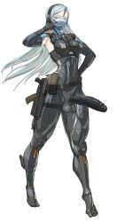 1futa armor balls big_balls bodysuit breasts clothed clothing erection firearm futa_only futanari gun huge_cock human light-skinned_futa light_skin mask military_uniform mostly_clothed nisetanaqa penis qr_code solo solo_futa standing tactical_gear tagme toned toned_futa weapon