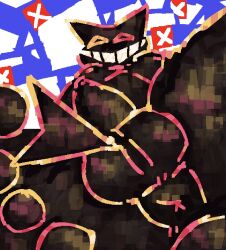 anthro anus ass balls black_body close-up colored_line_art darkner deltarune felid flaccid friend_(deltarune) genital_focus genitals glistening glistening_body grin grinning_at_viewer heterochromia hi_res male male_only mammal penis presenting presenting_hindquarters scaliescum segmented_tail shadow_creature simple_background slightly_chubby small_penis smile smiling_at_viewer solo tail tail_pointing_to_anus thick_thighs undertale_(series)