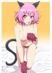 1girls breasts cat_girl female female_only ichigo_momomiya light-skinned_female light_skin magical_girl mew_ichigo naked nipples nude nude_female pink_hair solo tail tdchss tokyo_mew_mew