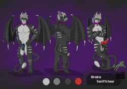 chastity drako_swiftclaw erection fur furry hybrid male model_sheet tabby-twogon