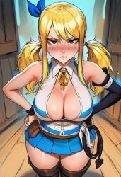 ai ai_assisted ai_generated big_breasts blonde_female blonde_hair cleavage fairy_tail female female_only lucy_heartfilia pouting prussia123 sexy sexy_body sexy_clothing sexy_female skirt slutty_dress slutty_female solo solo_female solo_focus