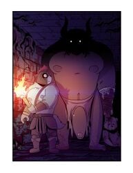 anthro antigonus_(t0l0k) armor big_penis blood blood_on_foot blood_on_ground blood_on_hand blood_on_wall bodily_fluids bone boots bottomwear bovid bovine bracers canid canine canis clothing comic corpse dragging duo european_mythology excessive_blood footwear genitals gladiator_helmet greek_mythology hand_wraps headgear helmet hi_res holding_object holding_torch humanoid_genitalia humanoid_penis ineffective_clothing leather leather_armor loincloth looking_at_another looking_back male mammal minotaur muscular mythology navel nipples obscured_face pants pecs penis pteruges roots shoes size_difference skull standing t0l0k torch wolf wraps wrist_wraps