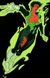 1girls alien black_hair cleavage dc_comics female green_lantern_(series) ly_art red_skin short_hair solo soranik_natu torn_clothes wardrobe_malfunction