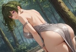 ai_generated alternate_costume alternate_version_at_source anime ass_focus azur_lane back_view breasts cosplay dress forest forest_background green_hair hypet medium_breasts outdoors purple_eyes shiny shiny_skin sousou_no_frieren st._louis_(luxurious_wheels)_(azur_lane)_(cosplay) tagme thick thick_ass thick_legs thick_thighs thigh_highs thighhighs thighs ubel_(sousou_no_frieren)