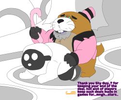 anal anal_sex anthro clothed clothing digital_drawing_(artwork) digital_media_(artwork) duo fan_character hi_res male male/male male_penetrated male_penetrating male_penetrating_male mario_bros mario_party monty_mole nintendo party_mole_(thelostfulartist) penetration sex shyguy simple_background text thelostfulartist_(artist)