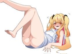 blonde_hair elf elf_ears elf_female elf_girl eternals_(idol_corp) female female_only hag idol-es idol_corp long_hair necromancer nude nude_female pointy_ears red_eyes ruby_runeheart small_breasts solo virgin_killer_sweater vtuber vtuberfanart witch young