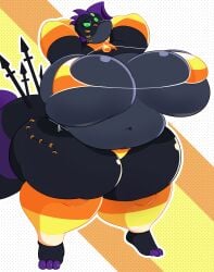 1girls 2025 2d 2d_(artwork) 4_eyes aircraft anthro ass_bigger_than_head bbw bell belly belly_button big_breasts bikini bikini_bottom bikini_top bloons_td_6 bloons_tower_defense breasts breasts_bigger_than_head candy_corn candy_corn_pattern cow_bell cow_bell_collar dark_body dark_skin fat_ass female glistening glistening_body goth goth_girl gothic gravelord_lych gray_body green_eyes grey_skin halloween hands_behind_head huge_breasts hyper hyper_female jet jets large_breasts living_aircraft mrmadmoai_(artist) no_mouth orange_clothing pinup pinup_pose purple_hair solo stiches thick_thighs thigh_highs thighhighs thighs tight_clothing tight_fit yellow_clothing