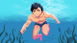 1boy ji_tu_jun male male_only outdoors penis solo swimming tagme topless underwater water