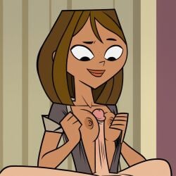 1boy 1girls 2025 ai_generated background breasts brown_hair civitai courtney_(tdi) d3rmal dick enjoying eyes indoors lipstick long_penis looking_down penis short_hair tagme titjob total_drama_(series) total_drama_island