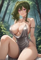 ai_generated alternate_costume alternate_version_at_source anime azur_lane breasts cosplay dress forest forest_background frieren_beyond_journey's_end green_hair hypet medium_breasts outdoors purple_eyes shiny shiny_skin sitting solo st._louis_(luxurious_wheels)_(azur_lane)_(cosplay) tagme thick thick_ass thick_legs thick_thighs thigh_highs thighhighs thighs ubel_(sousou_no_frieren) wide_hips