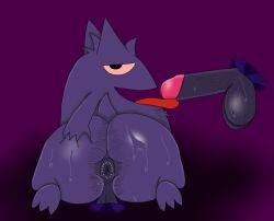 4:3 anal_hair anus ariel1607 ass autofellatio balls big_butt bodily_fluids body_hair butt_grab butt_hair colored digital_drawing_(artwork) digital_media_(artwork) generation_1_pokemon gengar genitals hair hairy_balls hairy_penis hand_on_butt humanoid_genitalia humanoid_penis kneeling licking looking_at_viewer looking_back male masturbation nintendo non-euclidean_masturbation nude open_mouth oral oral_masturbation penile penile_masturbation penis pokemon pokemon_(species) portal portal_masturbation presenting presenting_anus presenting_hindquarters puffy_anus purple_body red_eyes shaded simple_background smile solo sweat sweatdrop sweaty_balls sweaty_butt sweaty_genitalia tail thinking_with_portals tongue tongue_out verm_(ariel1607)