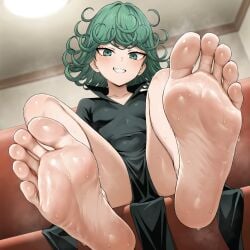 1girls ai_generated close-up feet feet_focus foot_fetish looking_at_viewer one-punch_man soles soles_fetish tatsumaki