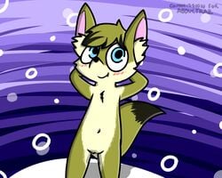 2017 anthro cuntboy cute fennic_fox intersex mammal nude pokefound pussy pussy_juice simple_background