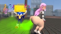 big_ass_(female) big_ass_cheeks big_booty big_butt_(female) big_butt_cheeks big_buttocks boombox bottomless bubble_butt bubble_butt_(female) evelyn_(meta_runner) fart farting gold_boombox_(prevence) grunting kaibernation prevence sg8_(oc) smg4