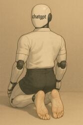 ai_generated boxers chatgpt feet kneeling male male_only robot robot_boy robot_humanoid