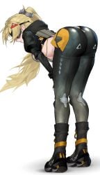 1girls ass bent_over big_ass blonde_hair bubble_butt dat_ass fat_ass female female_only huge_ass large_ass looking_at_viewer looking_back nerypaint png solo thick_ass thick_thighs trigger_(zenless_zone_zero) visor white_background wide_hips zenless_zone_zero