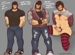 1male 1man 1men 2d 2d_(artwork) 2d_artwork arm_hair backwards_baseball_cap backwards_cap backwards_hat beard blue_eyes brown_hair cap chest chest_hair chest_tuft cock cock_ring color colored dick facial_hair freckles freckles_on_ass freckles_on_chest freckles_on_face happy_trail hat jacket jeans kyle_langdon_(sabbasarts) male male_focus male_only pants pecs pectorals penis pubic_hair pubic_hair_peek pubic_tuft ripped_clothing ripped_jeans ripped_pants rolled_up_sleeves sabbasarts sharp_teeth shoes solo solo_focus solo_male spiked_jacket sweat sweatdrop sweating sweaty sweaty_ass sweaty_body tagme thigh_highs thighhighs thighs water water_drop wavy_hair
