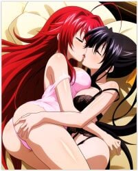 2girls ai_generated akeno_himejima flirting girl_on_girl high_school_dxd kissing lesbian_couple lesbian_domination lesbian_kiss lesbian_sex lovers rias_gremory yuri yuri yuri