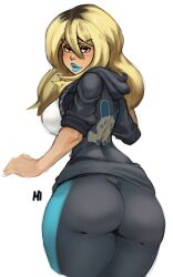 1girls ass ass_focus blue_lipstick delinquent_(pokemon) female lipstick npc_trainer pokemon pokemon_oras