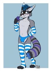 1boy 1femboy anthro anthro_male anthro_only avoiding_eye_contact barely_clothed blue_eyes blue_eyes_male blue_hair blue_underwear blush boner_in_pants boner_in_underwear boner_under_clothes bulge bulge_in_pants bulge_in_underwear bulge_through_clothing cheek_fluff cheek_tuft clothed clothing commission commission_art ears_back elbow_gloves ethan_(ethantheraccy) femboy femboy_only feminine_male fennec_fox_raccoon_hybrid fluffy fluffy_tail fur furry furry_male furry_only glasses gray_body gray_fur grey_body grey_fur hybrid jpeg male nervous nervous_smile no_females no_humans no_penetration no_sex no_visible_genitalia original purple_fingers questionable raccoon raccoon_humanoid rexouium safe safe_for_work sfw shy skinny skinny_male smile smiling solo solo_male standing stockings striped_elbow_gloves striped_tail striped_thigh_highs striped_thighhighs tail thigh_highs thighhighs toeless_stockings toeless_thigh_highs underwear underwear_only whiskers wolfyvero wonivero yiff