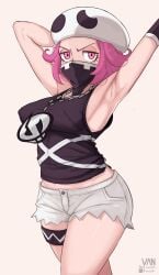 1girls armpit armpits curvaceous curvy curvy_female curvy_figure hourglass_figure nipple_outline nipples nipples_visible_through_clothing pinup pokemon pokemon_sm team_skull team_skull_grunt thick_legs thick_thighs thunderthighs vaniste variant variant_set wide_hips wide_thighs