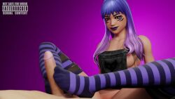 1boy 1boy1girl 1girls 3d 3d_animation animated big_breasts breasts fatterrocker foot_fetish footjob footjob_with_legwear fortnite fortnite:_battle_royale lipstick long_hair no_bra purple_eyes purple_hair raven_team_syd sockjob striped_legwear striped_thighhighs syd_(fortnite) tagme thigh_high_socks thigh_highs thigh_socks thighhigh_socks thighhighs video